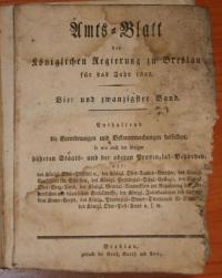 Astm=Blatt der Königliches Regierungzu Breslau fur das Jar 1833