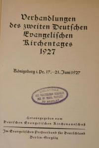 Verhandlungen des zweiten deutschen Evangelischen Kirchentages 1927