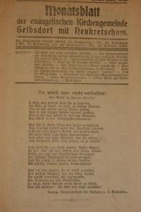 Monatsblatt der evangelischen Kirchengemeinde Geibsdorf mit Neukretscham