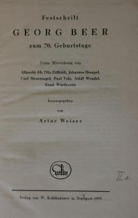 Festschrift Georg Beer zum 70. Geburtstage