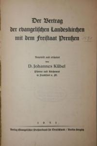 Der Vertrag der evangelischen Landeskirchen mit dem freistaat Preußen