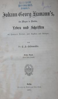 Johann Georg Hammanns des Magus in Norden, Leben und Schriften