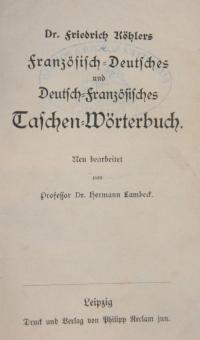 Französisch-Deutsches und Deutsches-Französisches Taschen-Wörterbuch