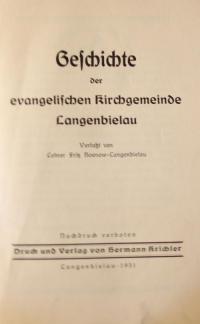 Geschichte der evangelischen Kirchengemeinde Langienbielau