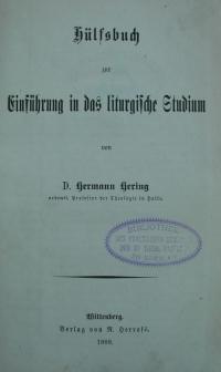 Hülfsbuch zur Einführung in das liturgische Studium