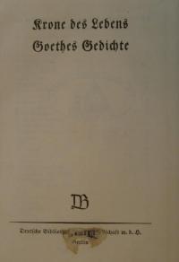 Krone des Lebens. Goethe Gedichte