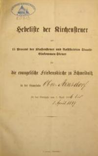 Hebeliste – der Kirchensteuer - Land 1896-1897