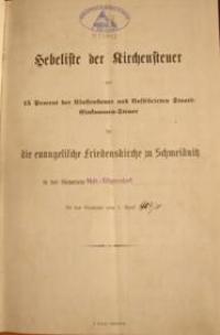 Hebeliste – der Kirchensteuer - Land 1909-1910